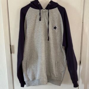 NFL Dallas Cowboys grey navy zip front hooded sweatshirt jacket Size XL Tall